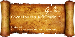 Gavrilovits Kázmér névjegykártya